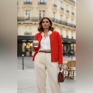 LOFT Women's Orange Knit Blazer